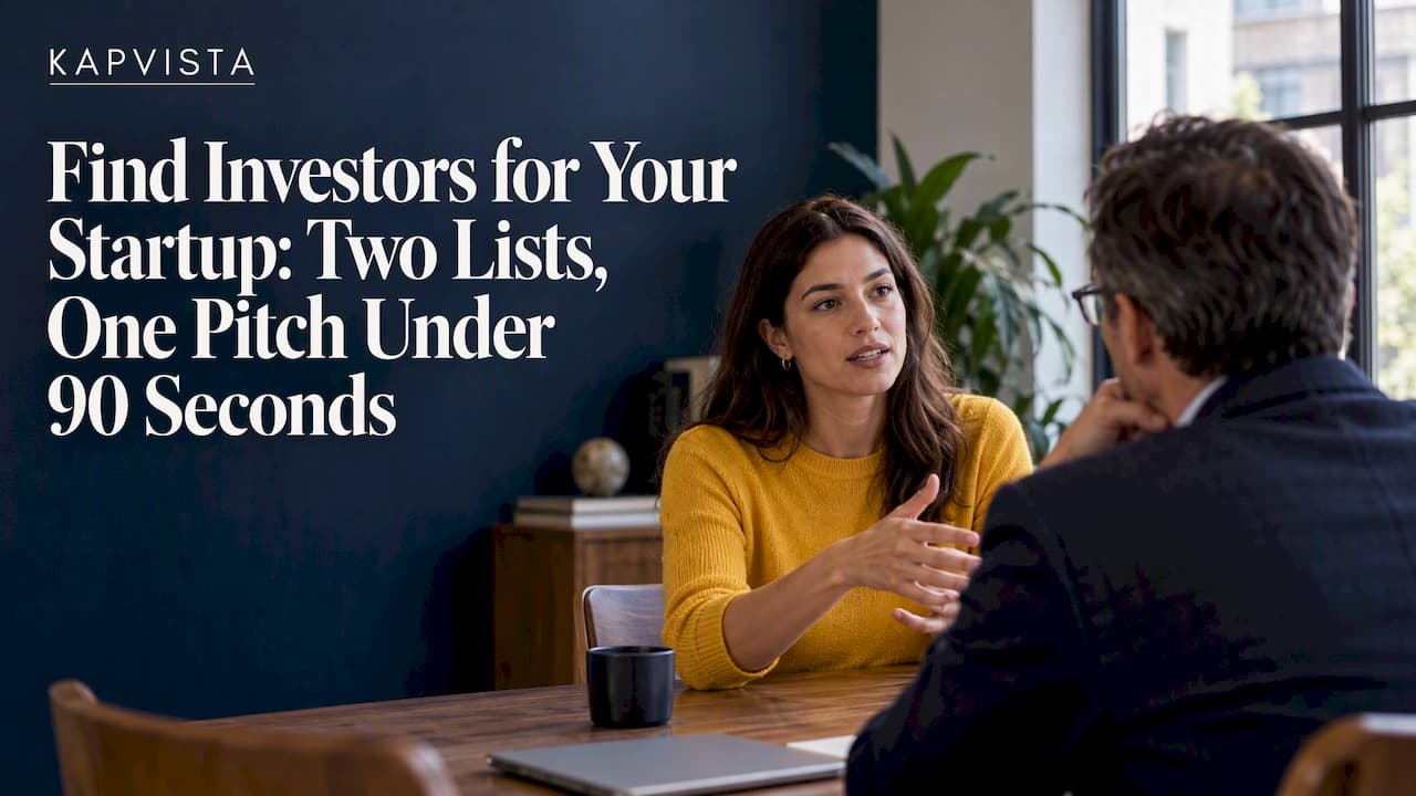 Find Investors for Your Startup: Two Lists, One Pitch Under 90 Seconds